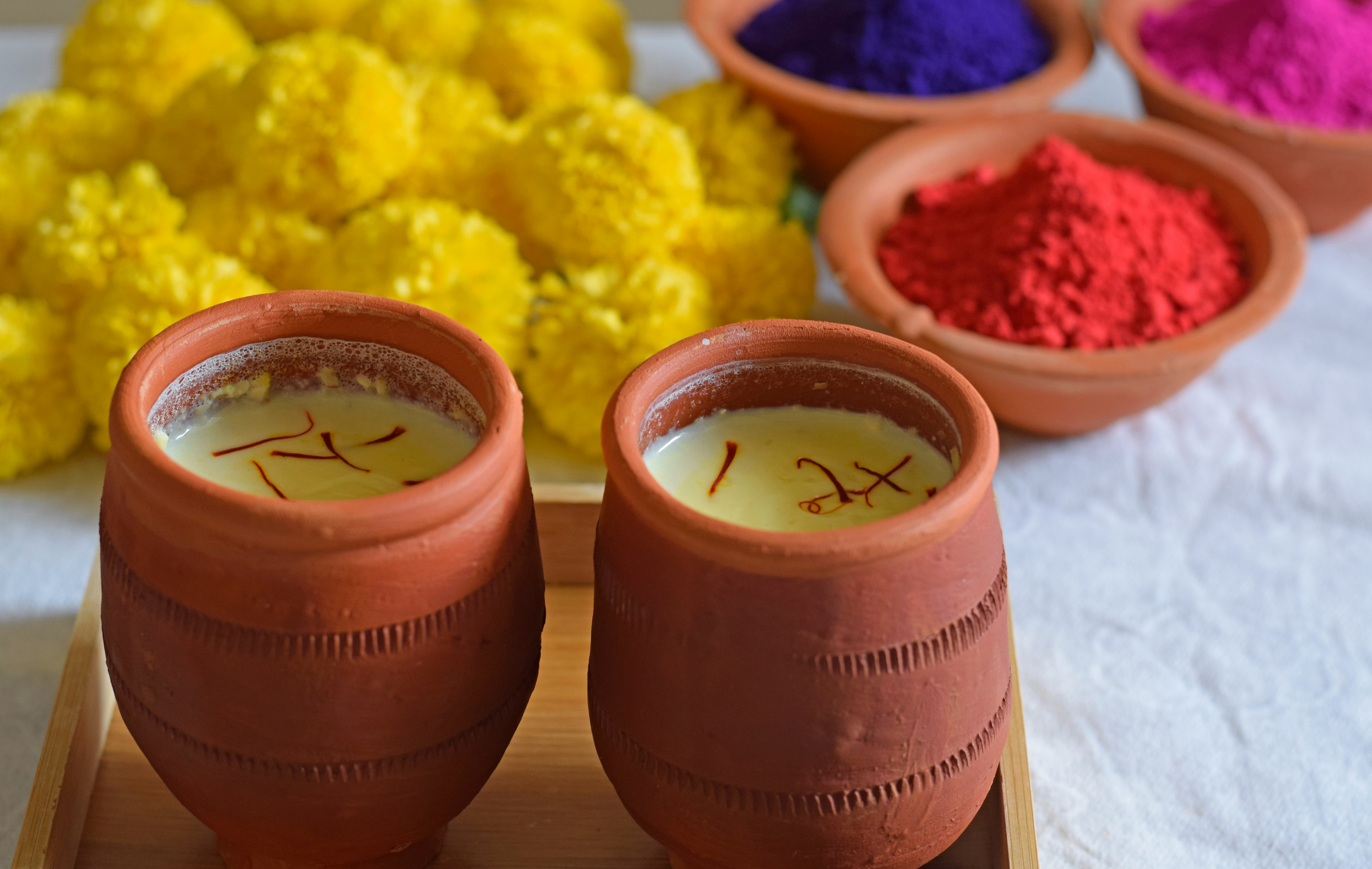 Chilled Thandai with saffron and nuts