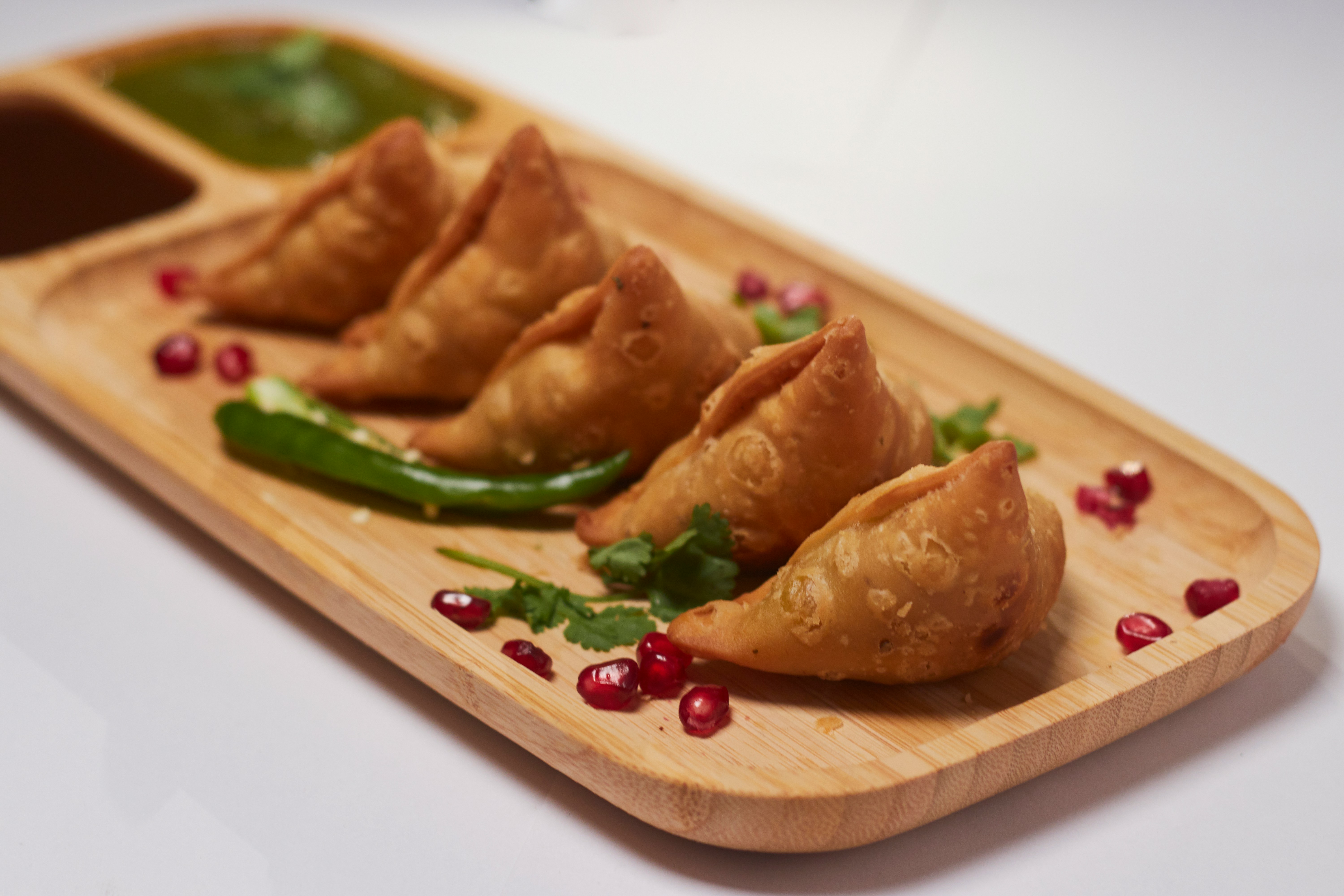 Samosa Chaat with chutneys